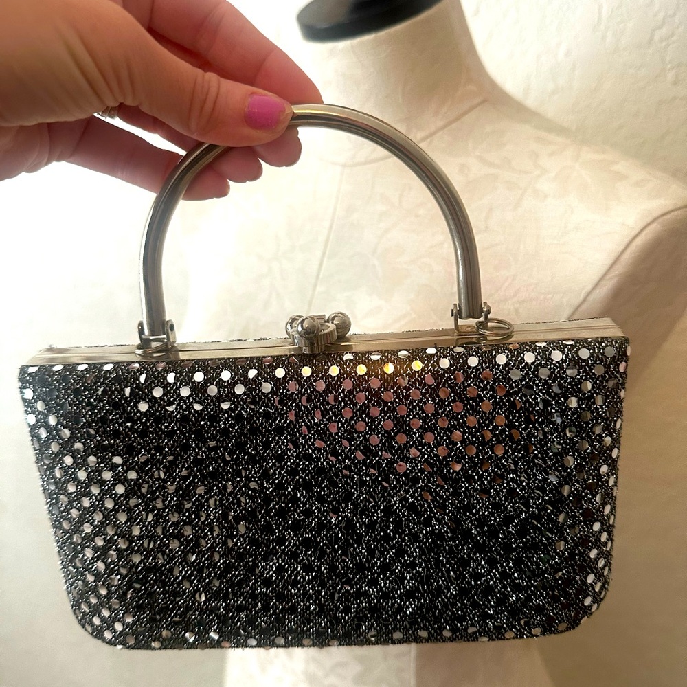 Elegant Silver Metallic Clutch